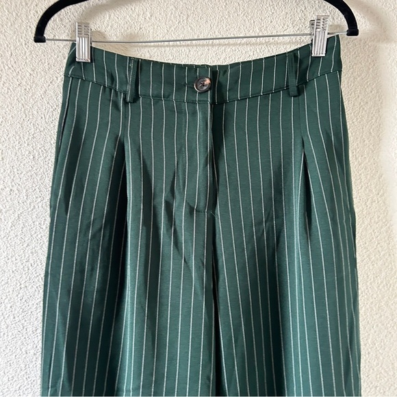 Women’s Green Pin Striped Trousers Fits Medium Shein Casual Dressy preppy - Picture 4 of 8